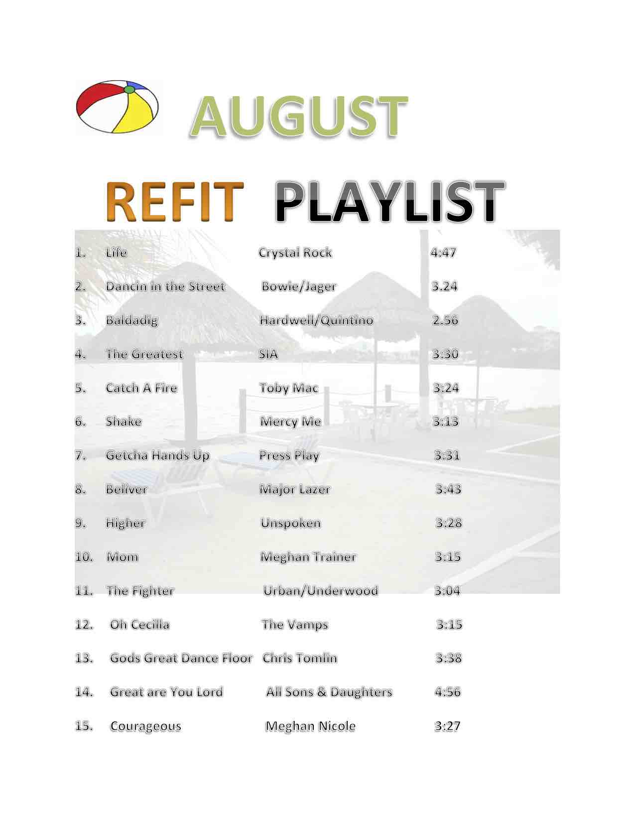 August REFIT play list