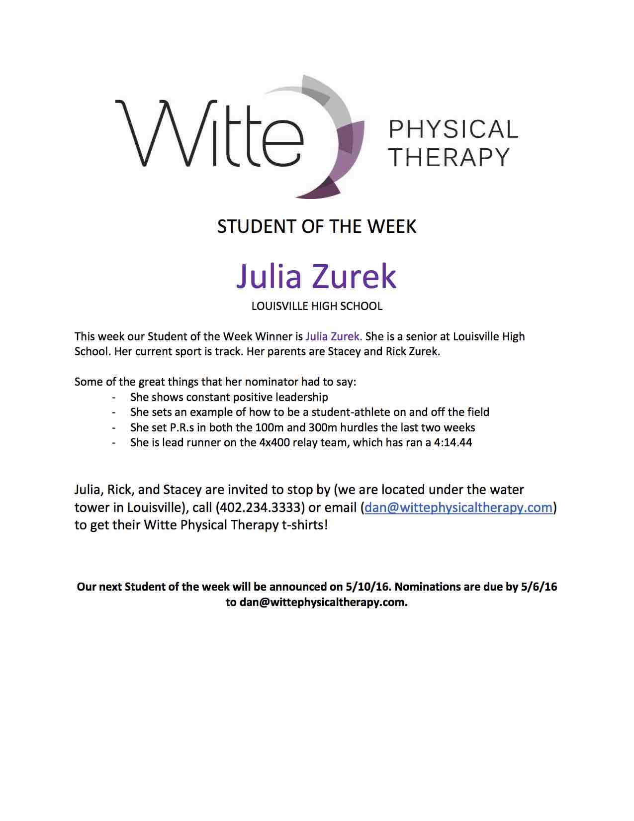 Student of the Week Selection 20