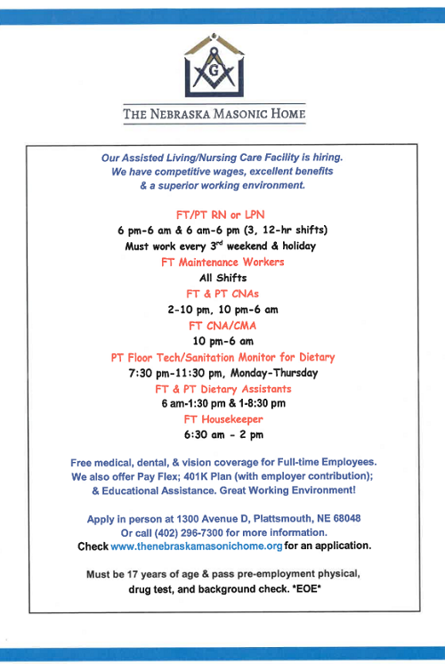 Masonic help wanted