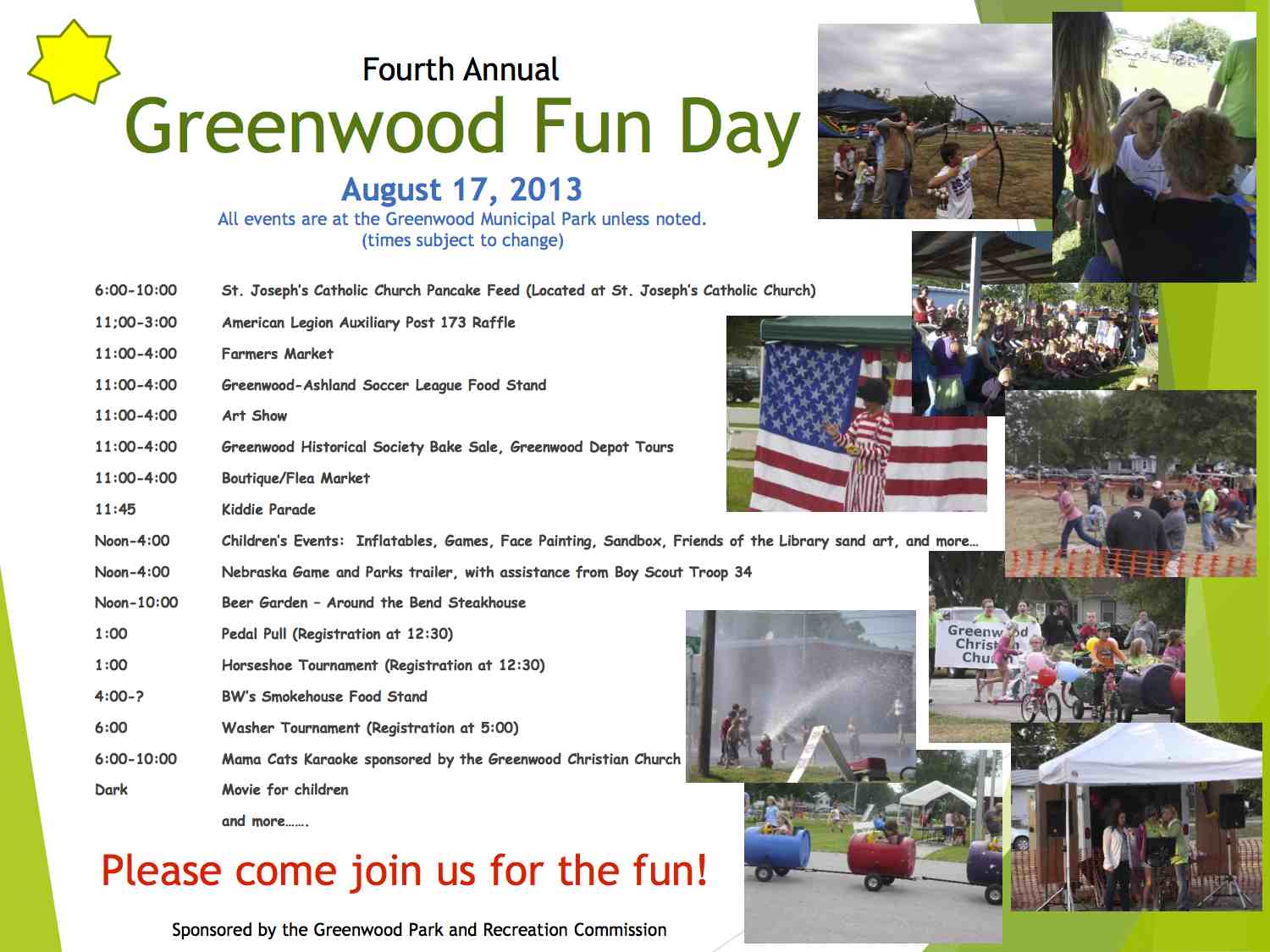 Greenwood Fun Day flyer 2013 final