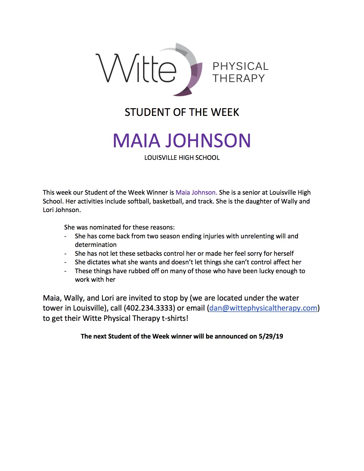 77 Student of the Week Selection