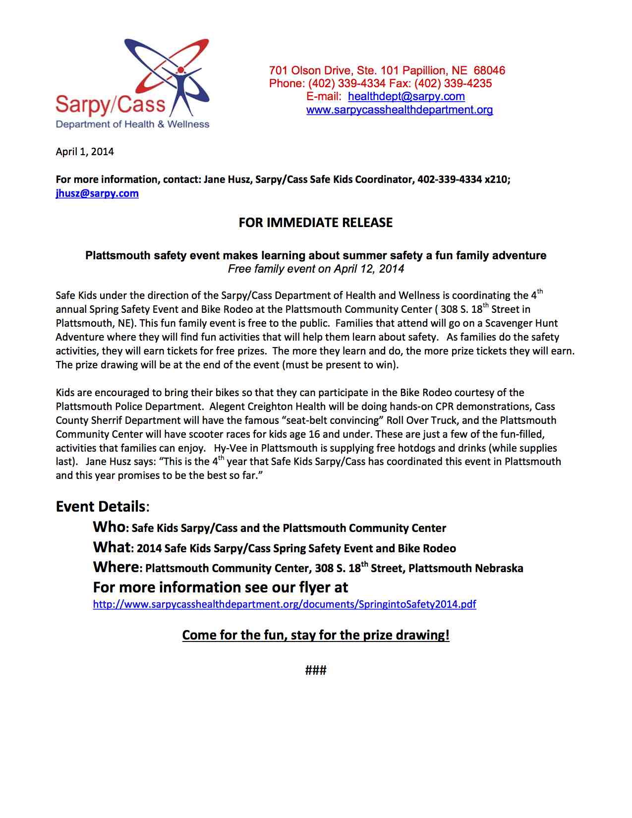 2014 Bike Rodeo Press Release
