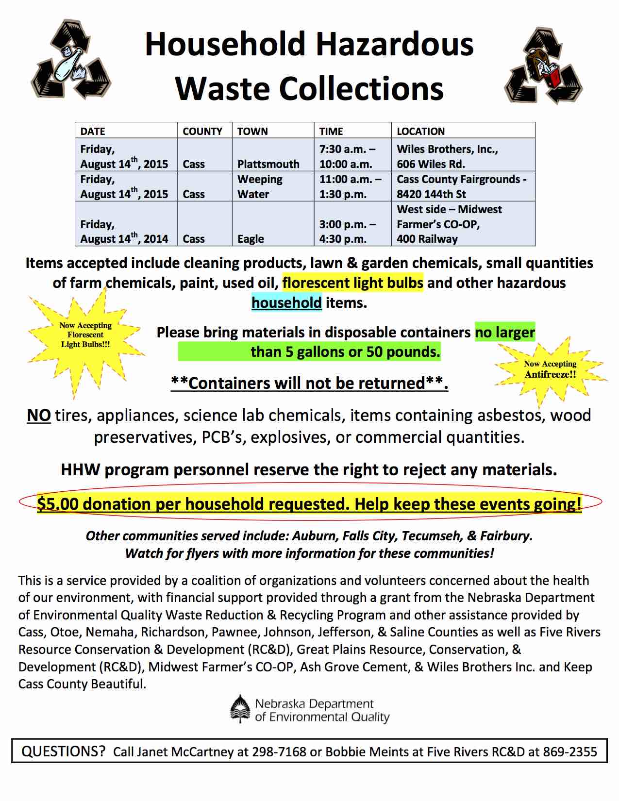 2015Cass County HHW Collection FLyer