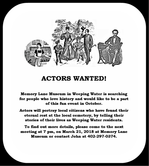 2018 03 07 WW Memory Lane ActorsWanted