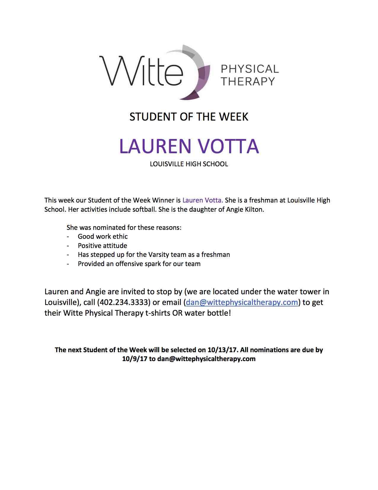 37 Student of the Week Selection