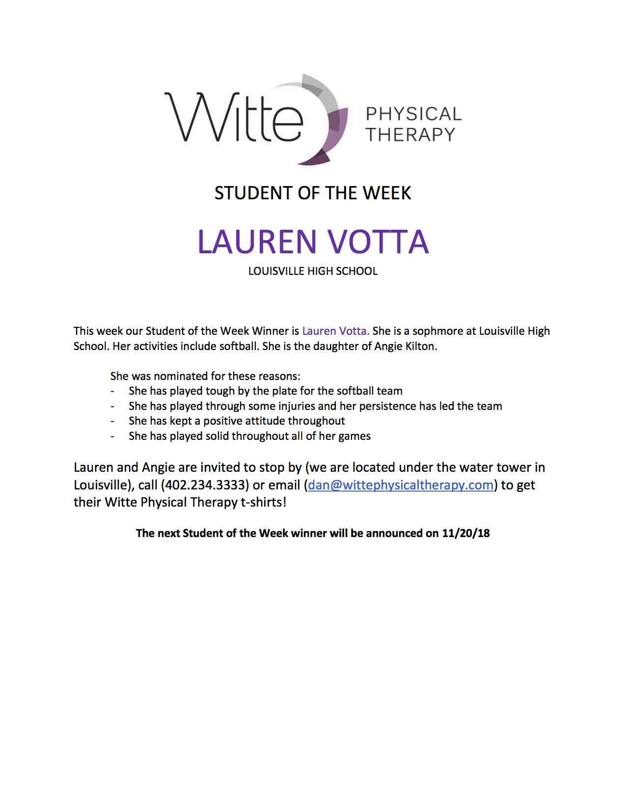 59 Student of the Week Selection