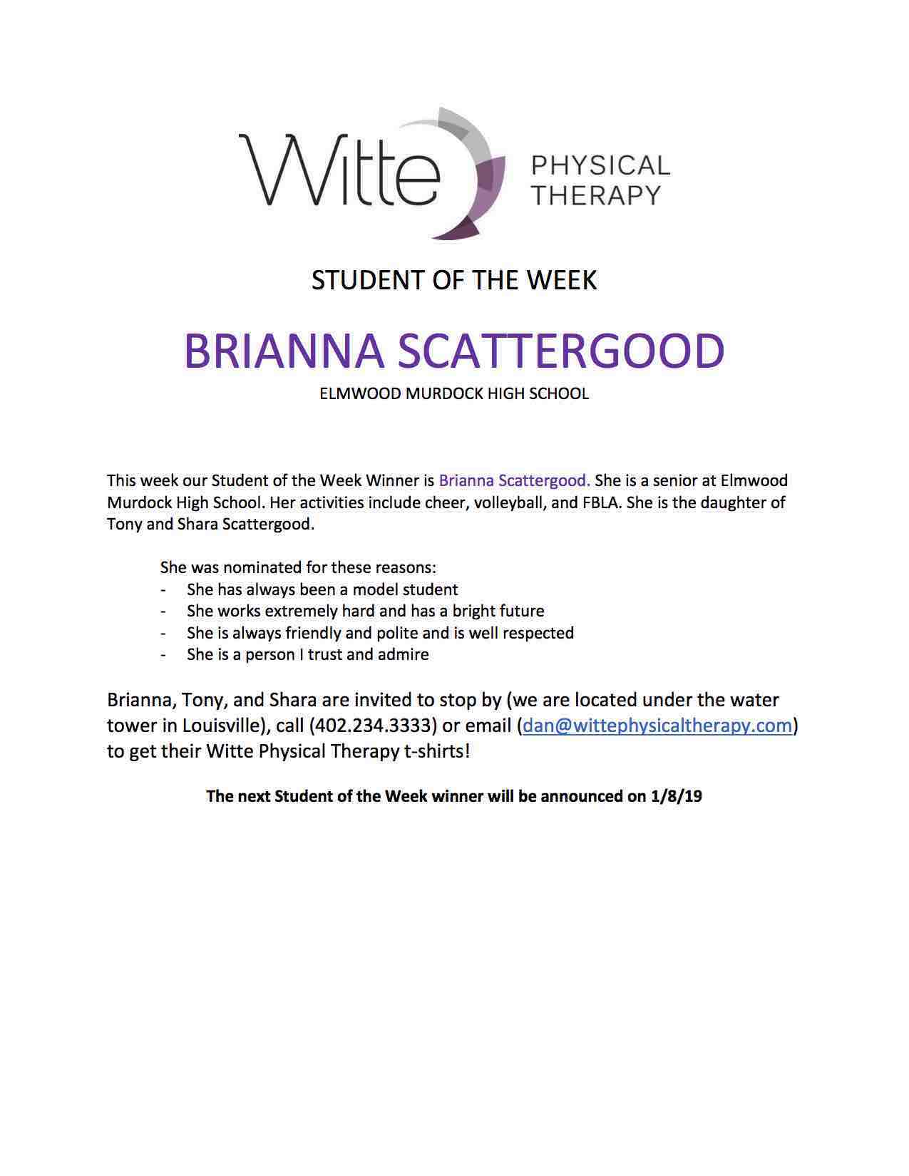 63 Student of the Week Selection 