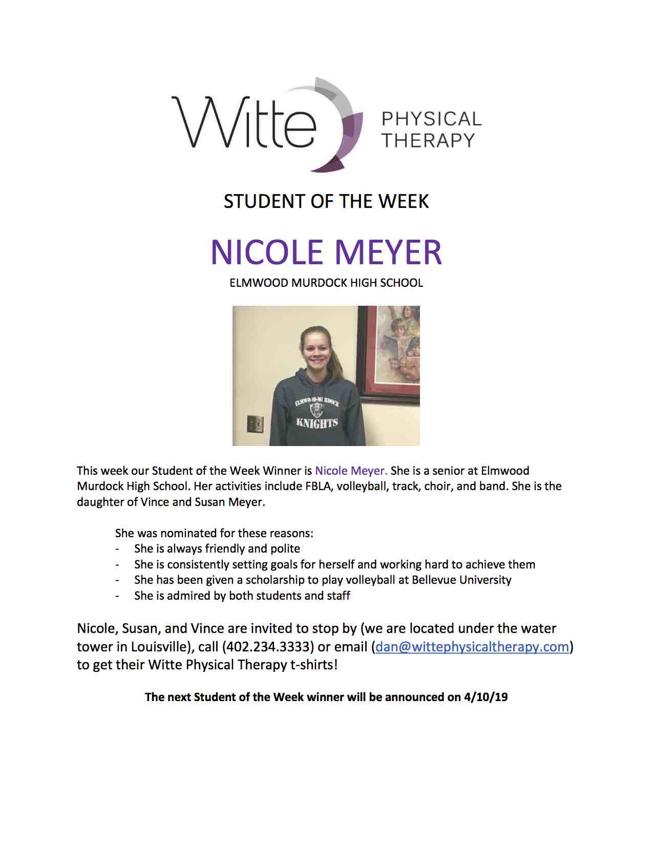 71 Student of the Week Selection