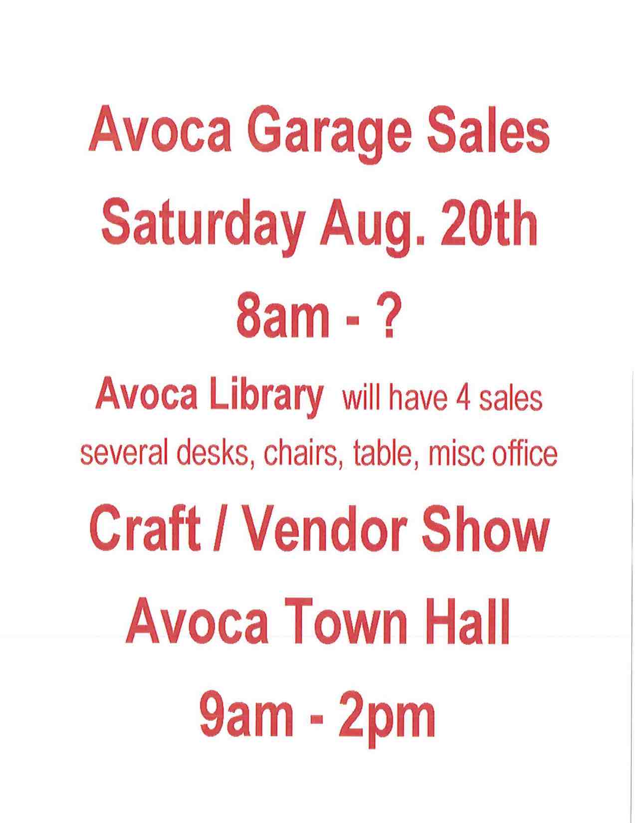 Avoca Garage Sales