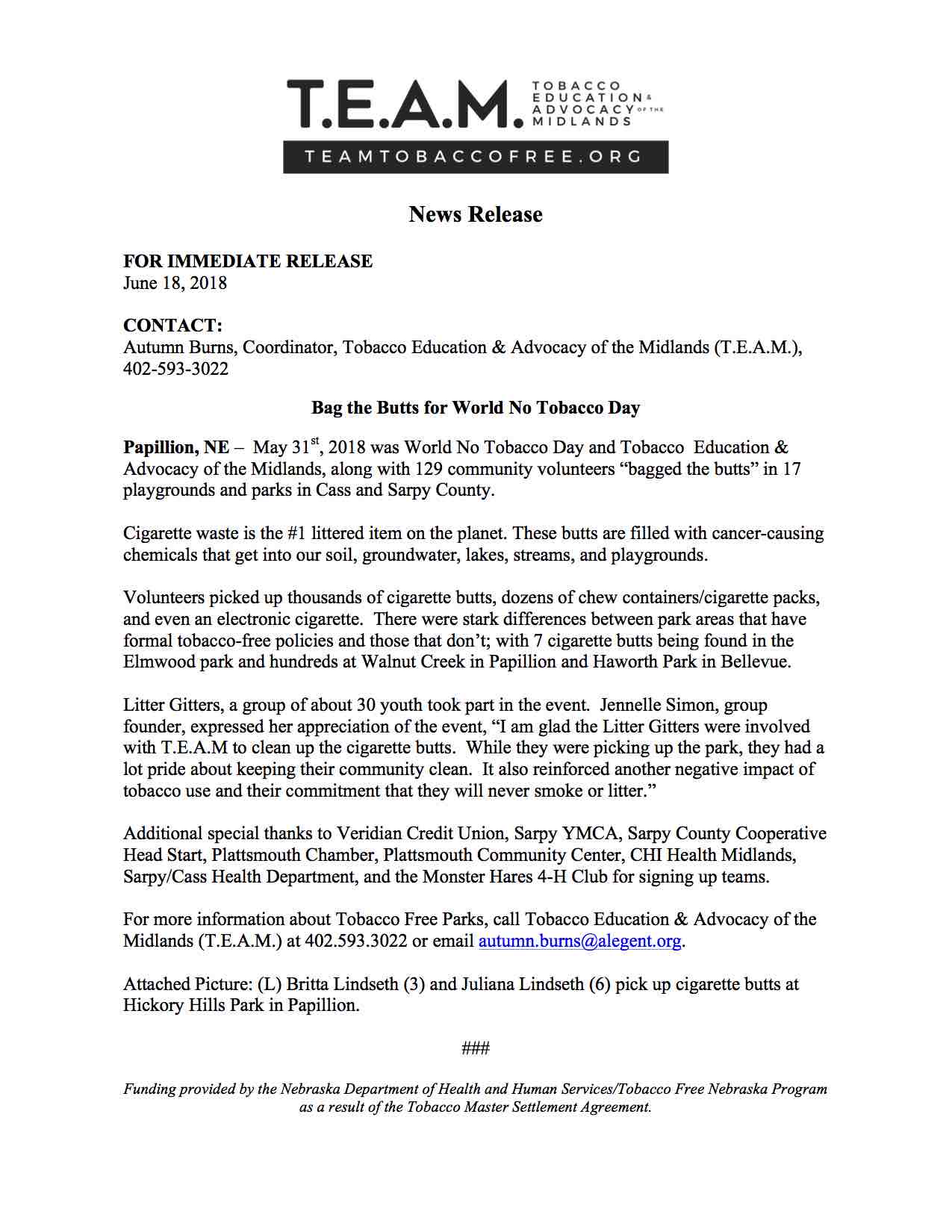 Bag the Butts post event