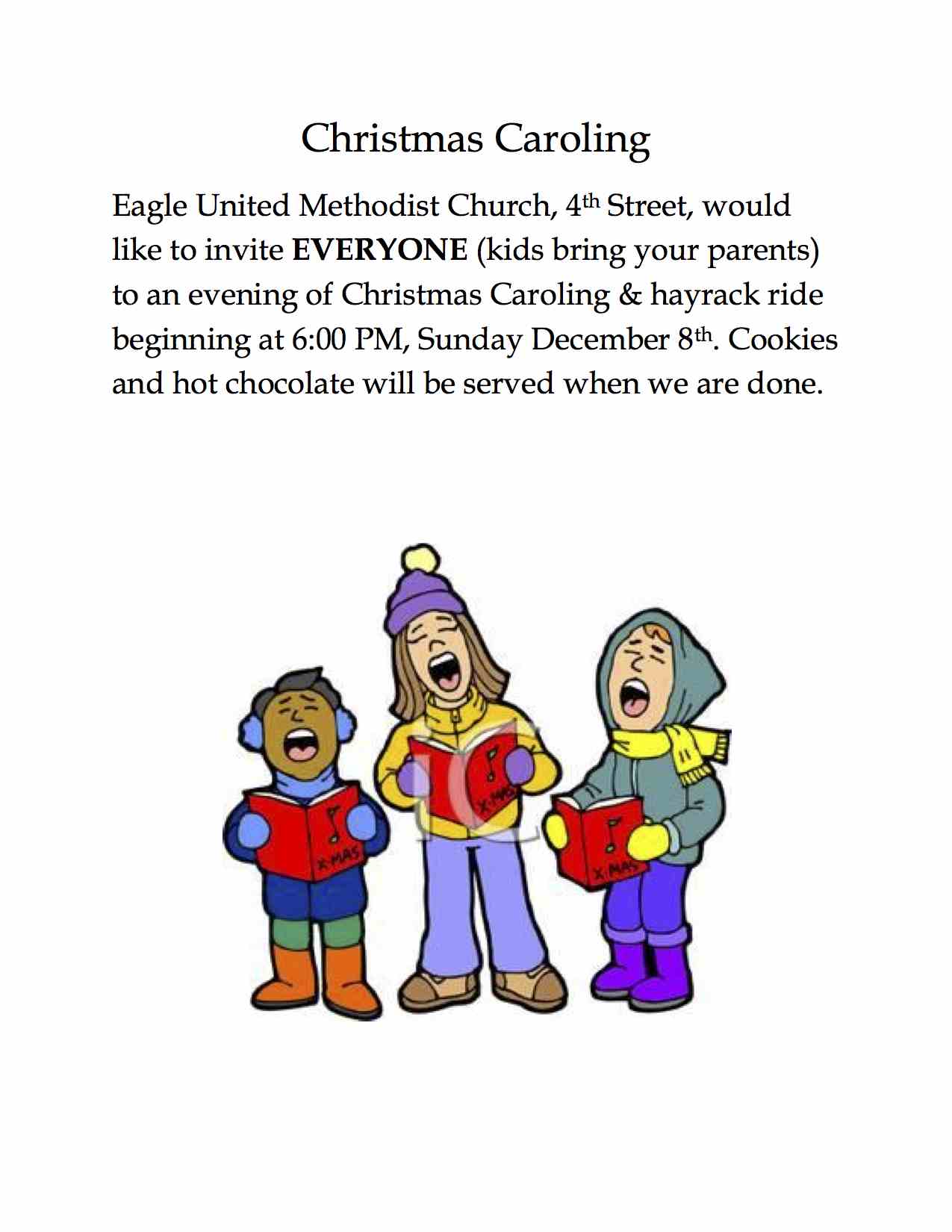 Flyer for Christmas Caroling