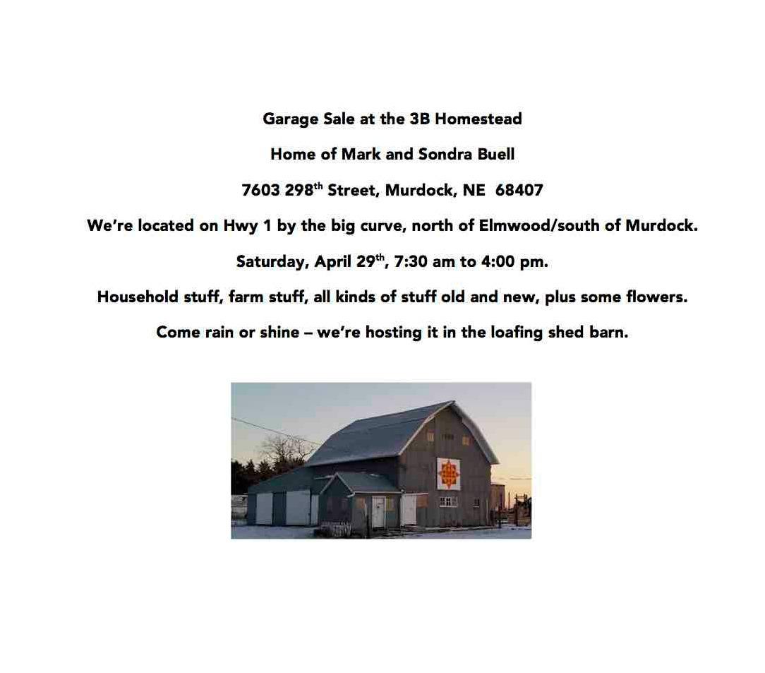 Garage Sale at the 3B Homestead