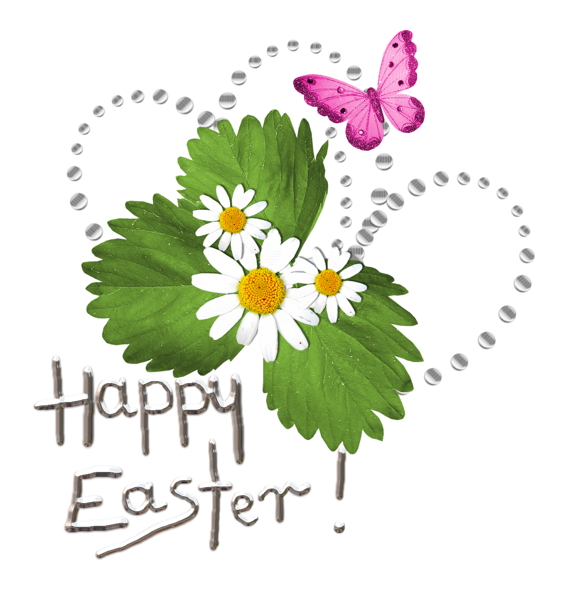 Happy Easter Transparent Text with Deco PNG Picture
