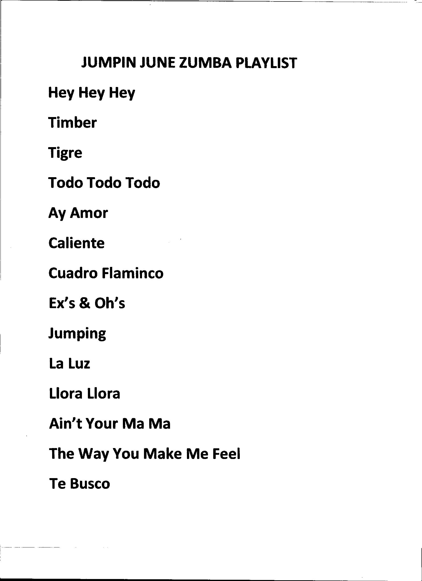 JUNE ZUMBA PLAYLIST 001