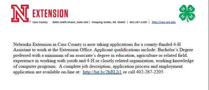 Job Description Cass County Extension Dec 2016