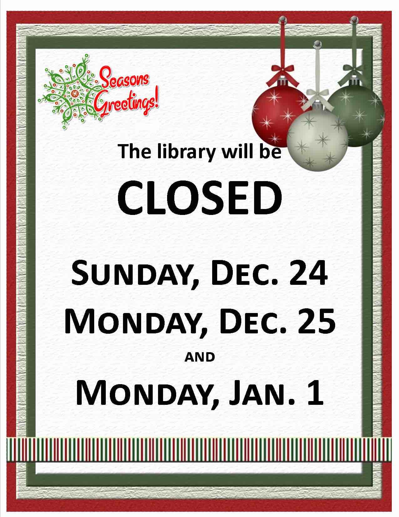 Library Closed 2017 2