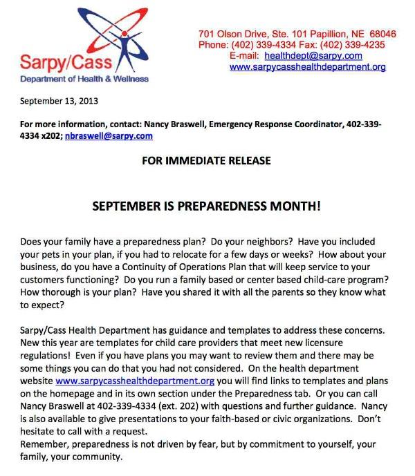 September Preparedness month