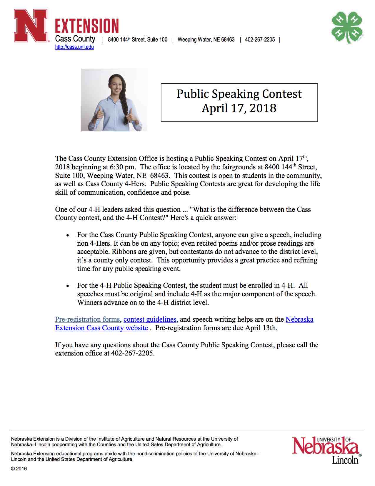 Speech Contest publicity notice