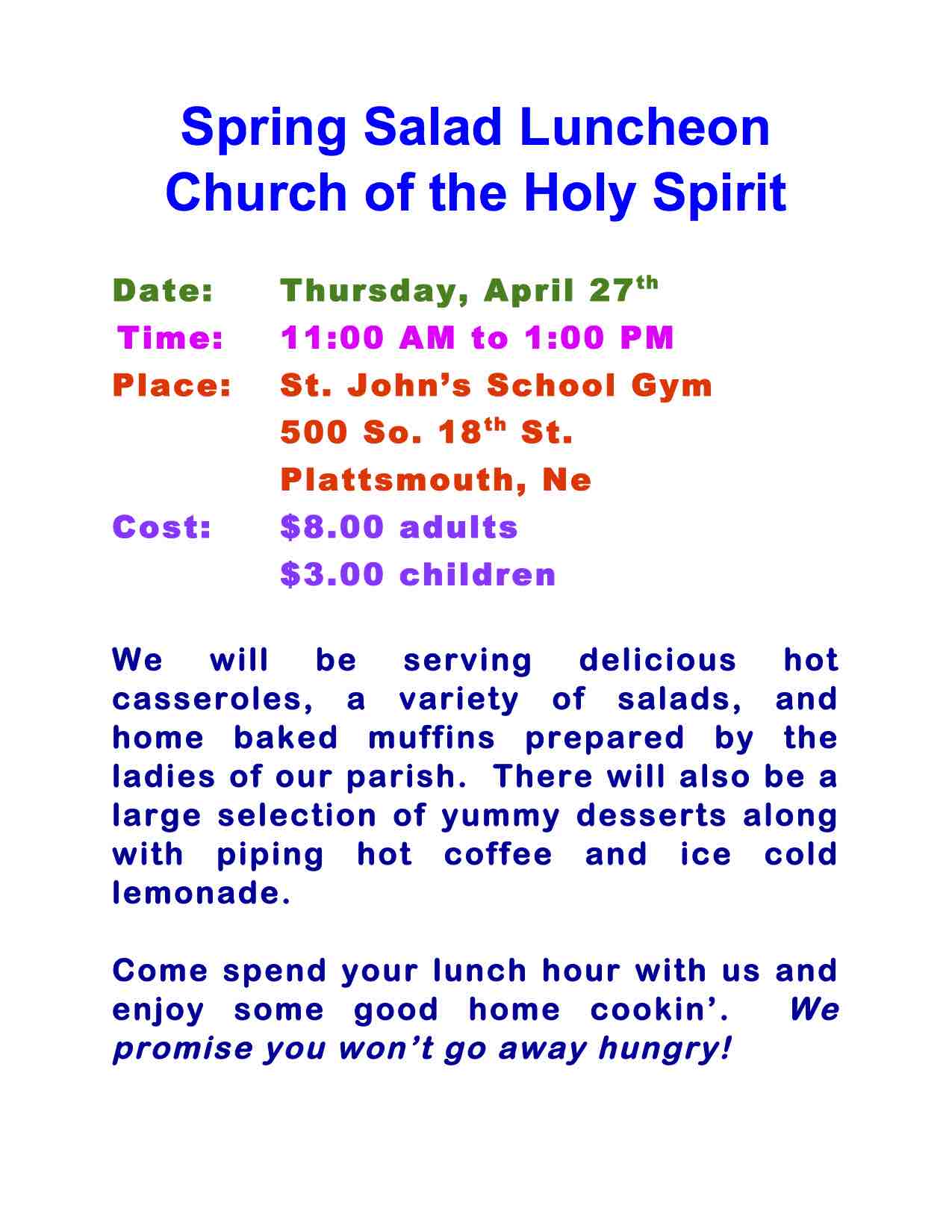 Spring Salad Luncheon Flyer 2