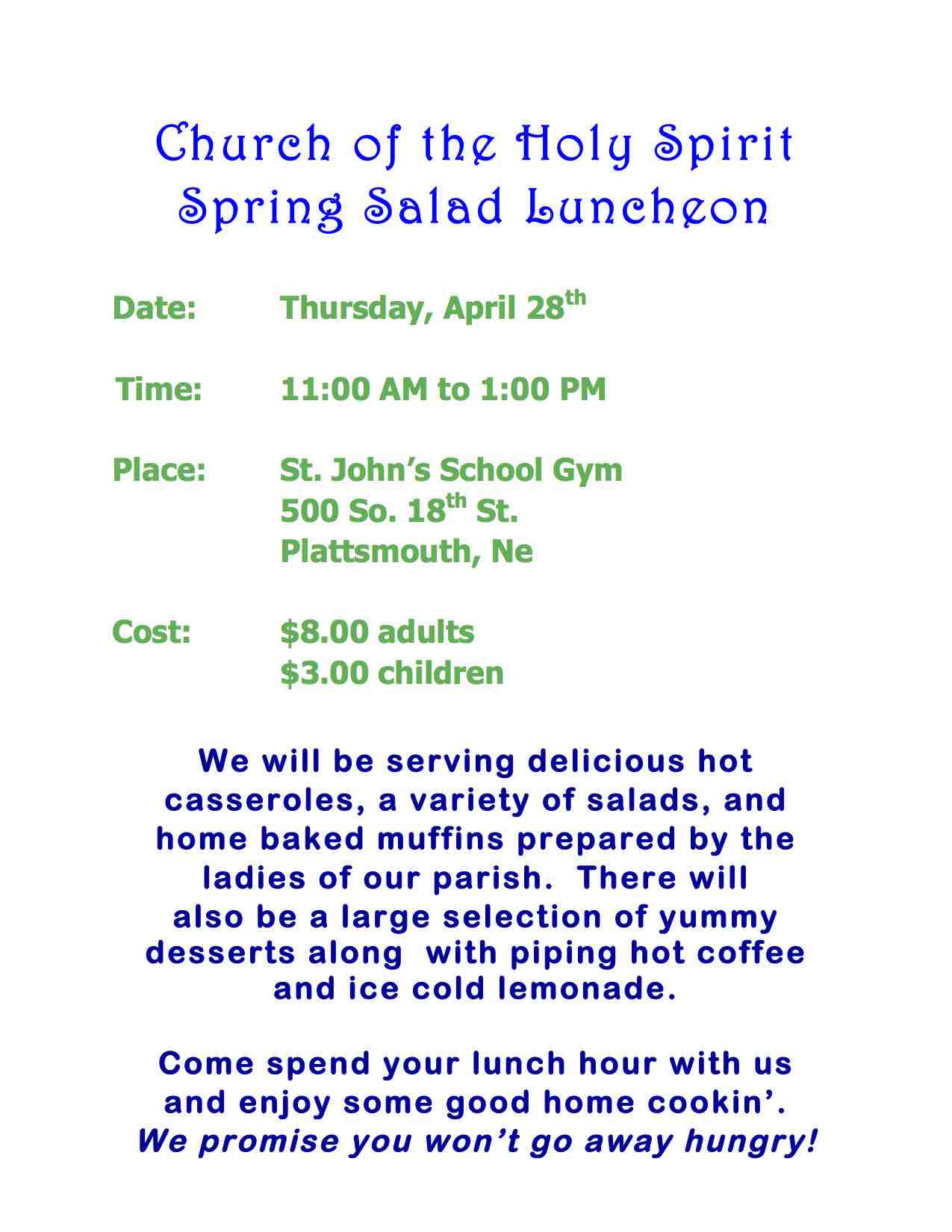 Spring Salad Luncheon Flyer
