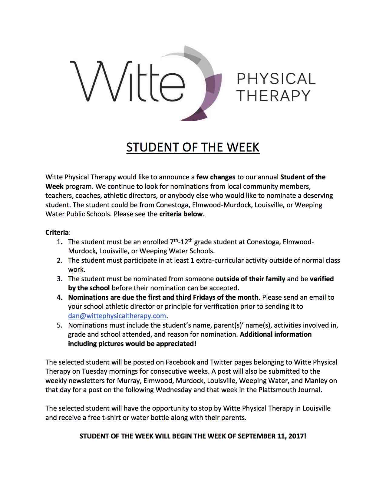 Student of the Week 2017