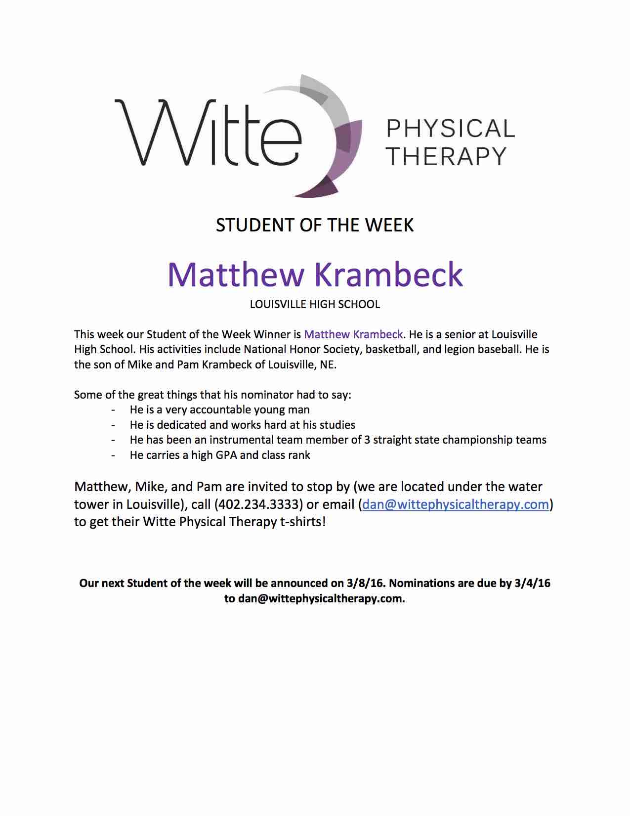 Student of the Week Selection 12