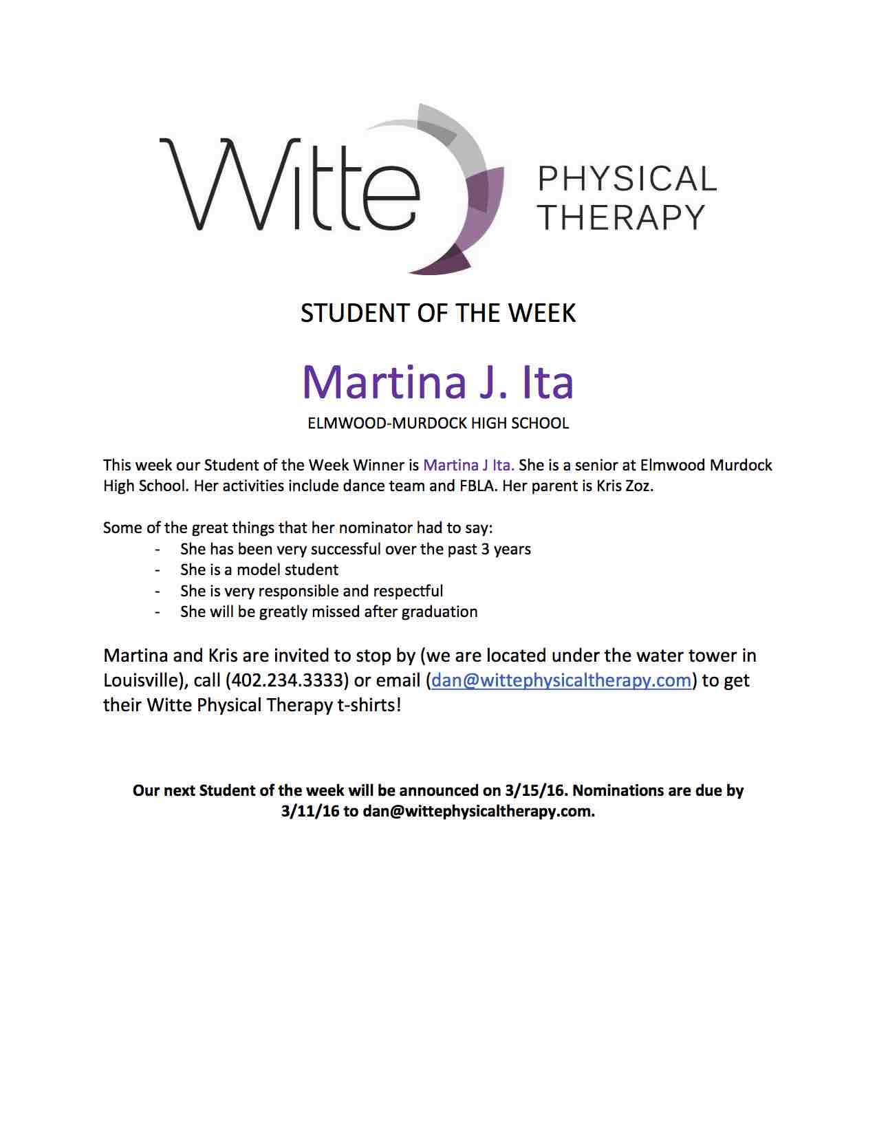 Student of the Week Selection 13
