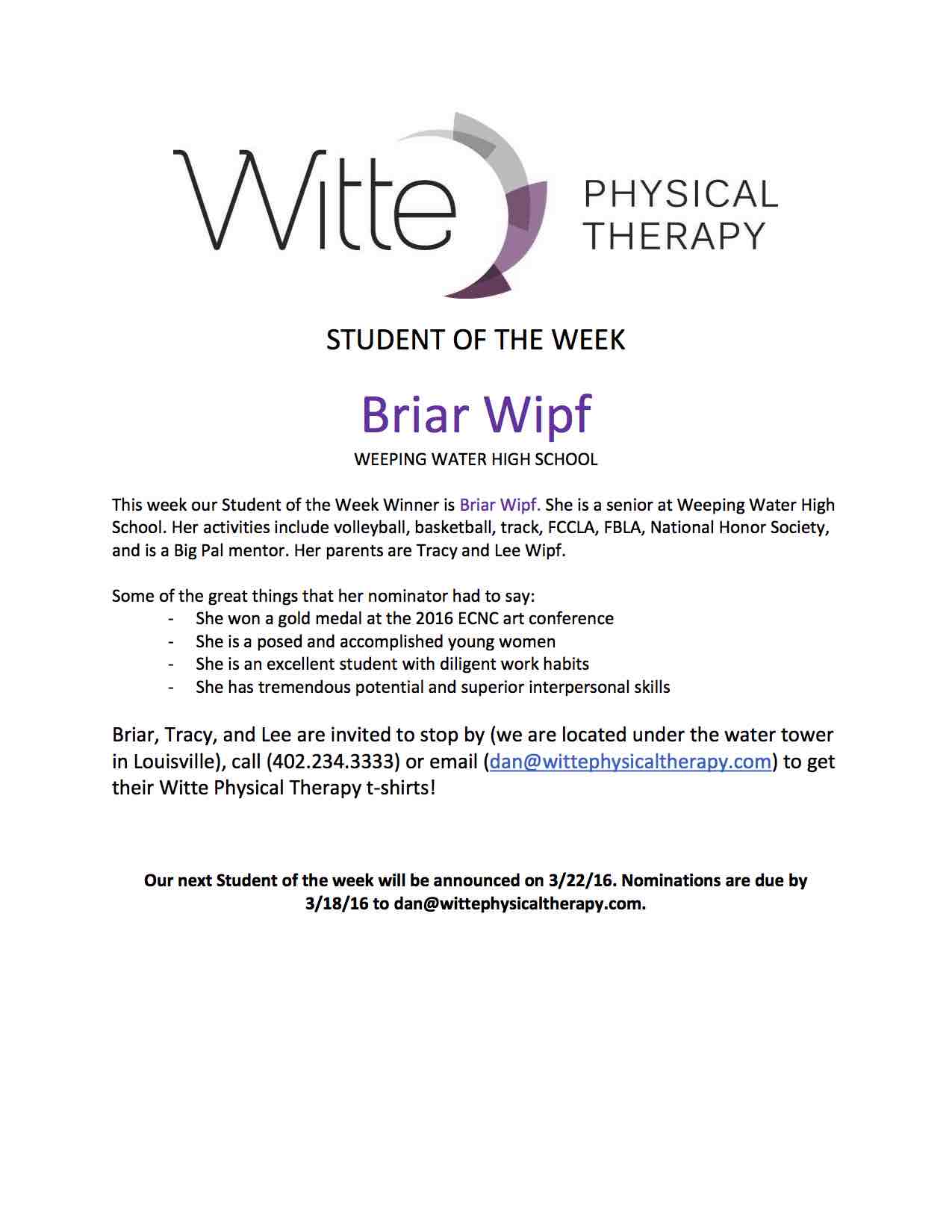 Student of the Week Selection 14