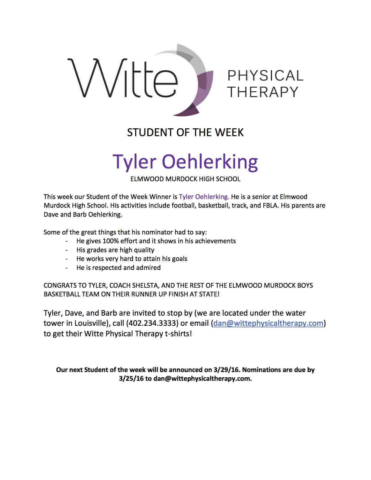 Student of the Week Selection 15