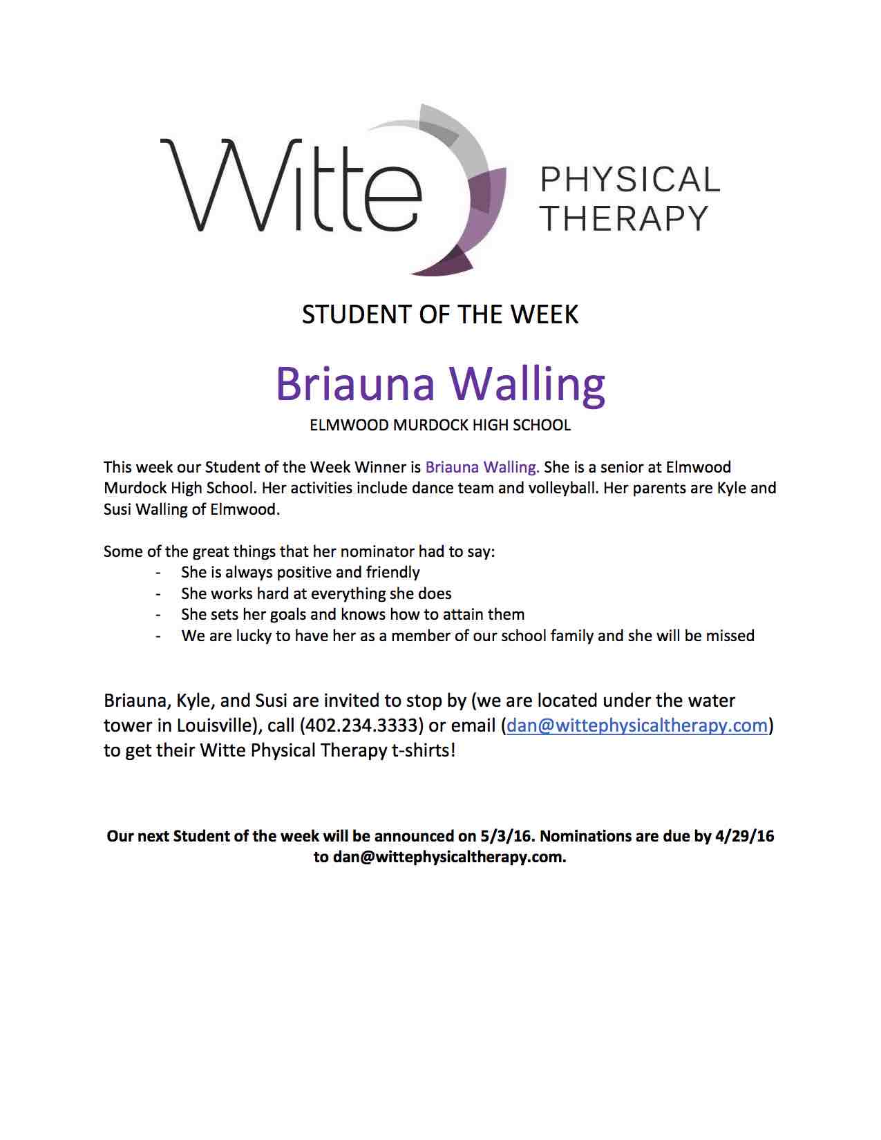 Student of the Week Selection 19