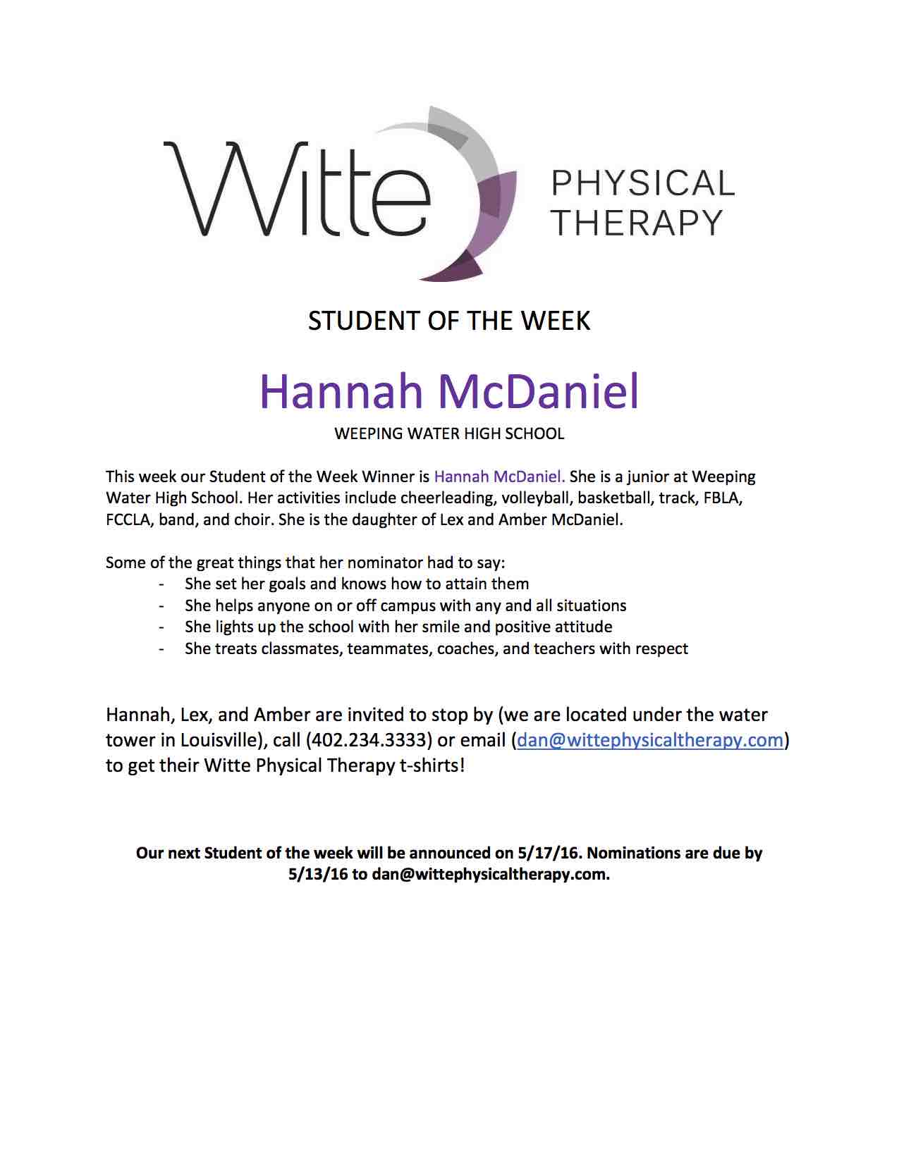 Student of the Week Selection 21