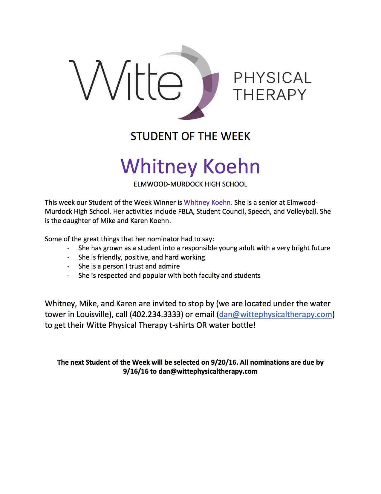 Student of the Week Selection 23