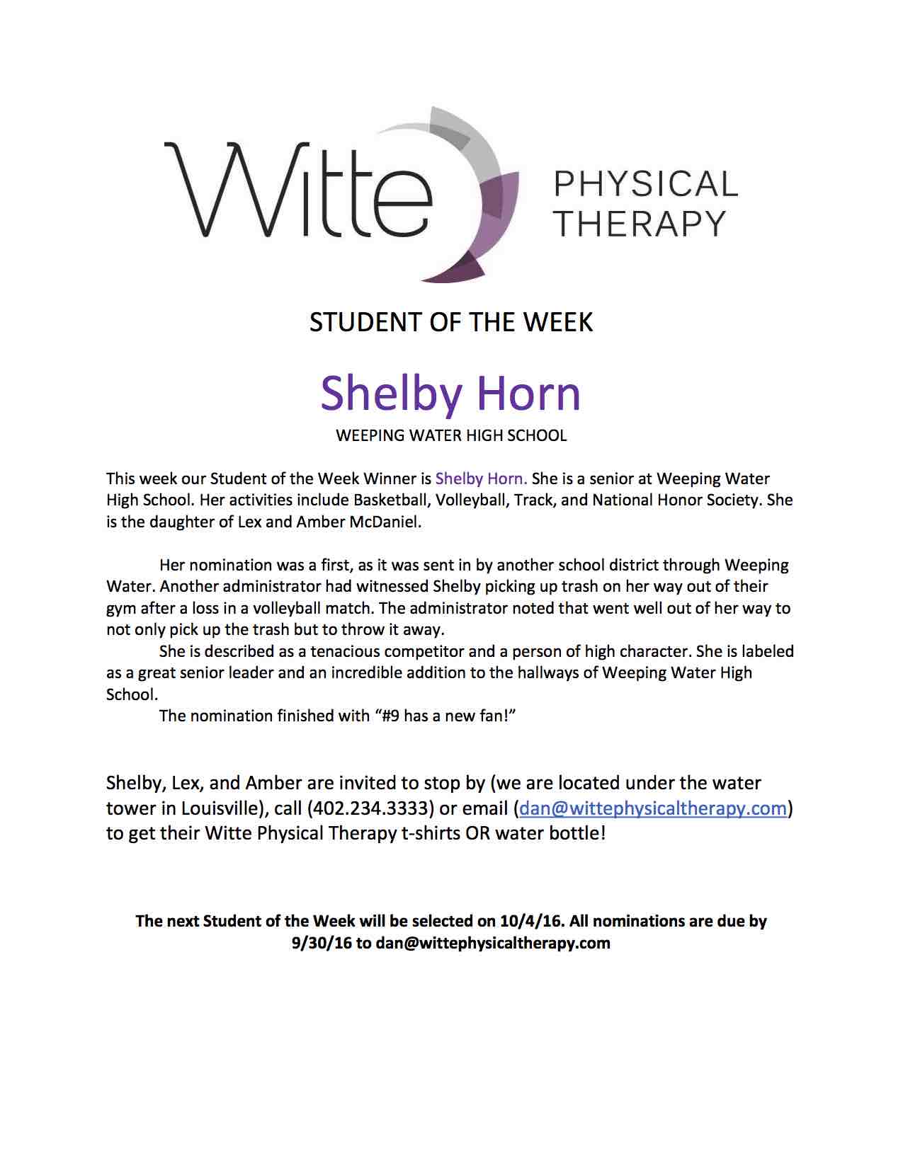 Student of the Week Selection 25