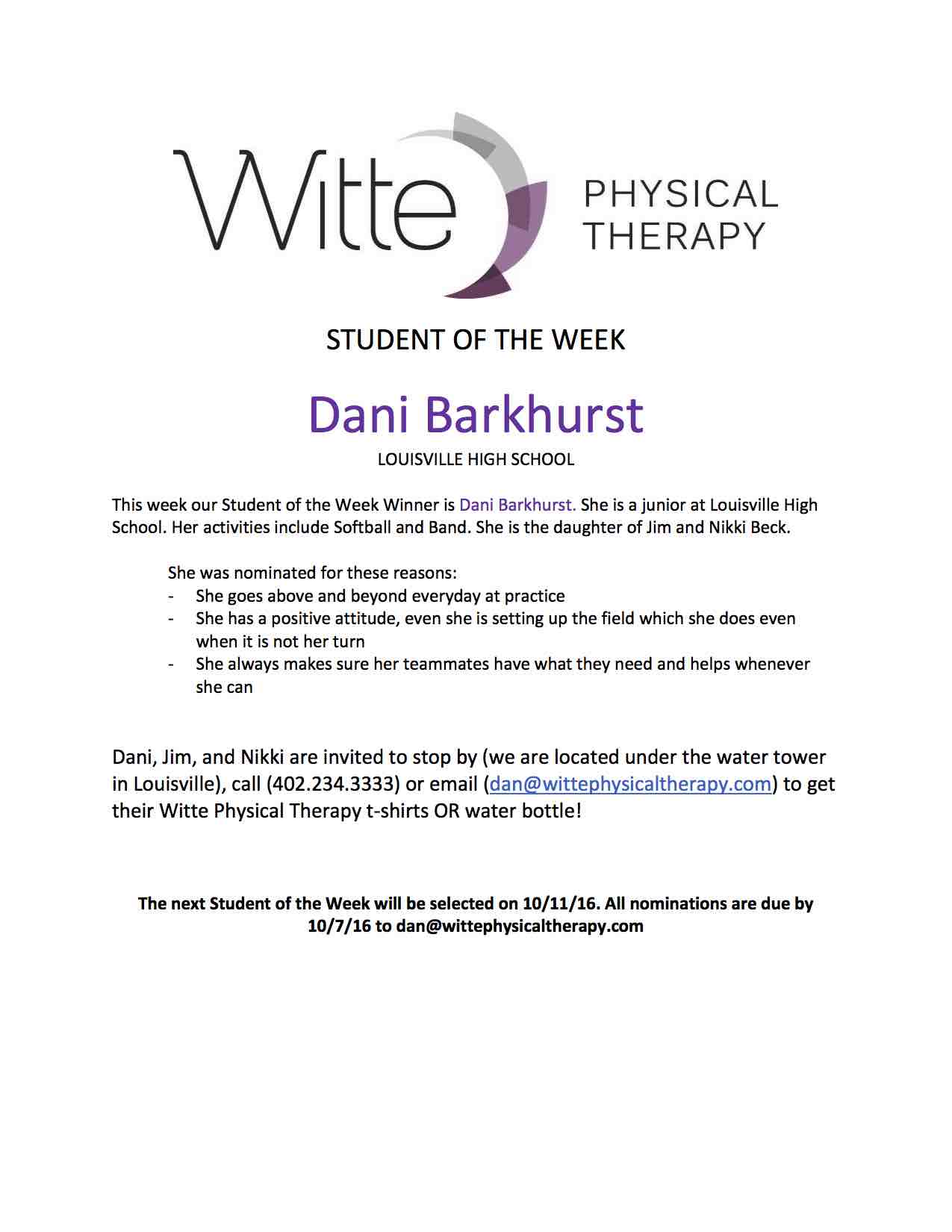 Student of the Week Selection 26