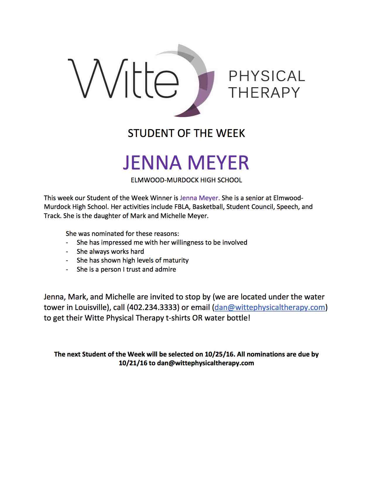 Student of the Week Selection 28