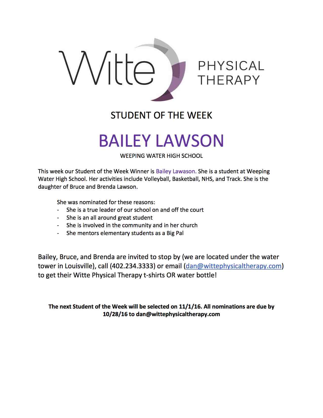 Student of the Week Selection 29