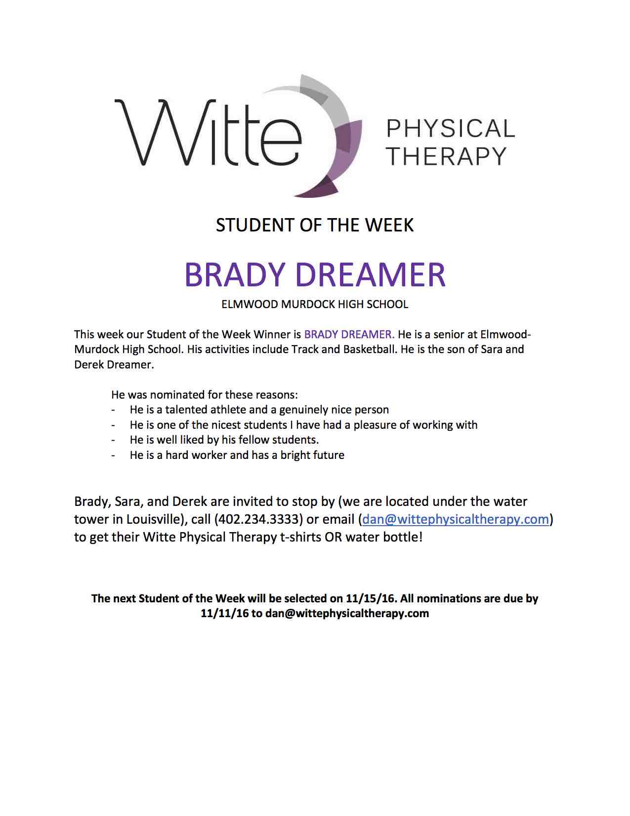 Student of the Week Selection 30