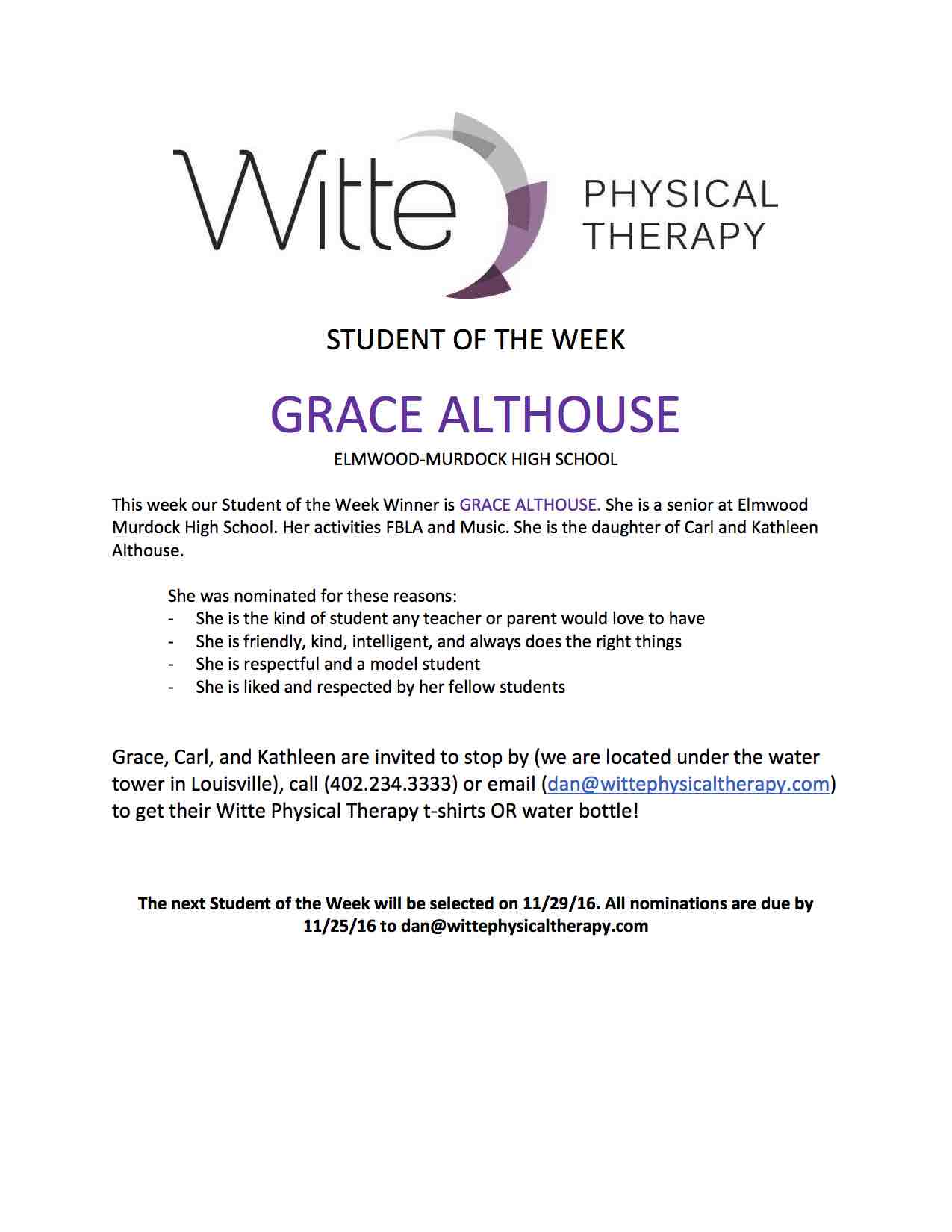 Student of the Week Selection 32