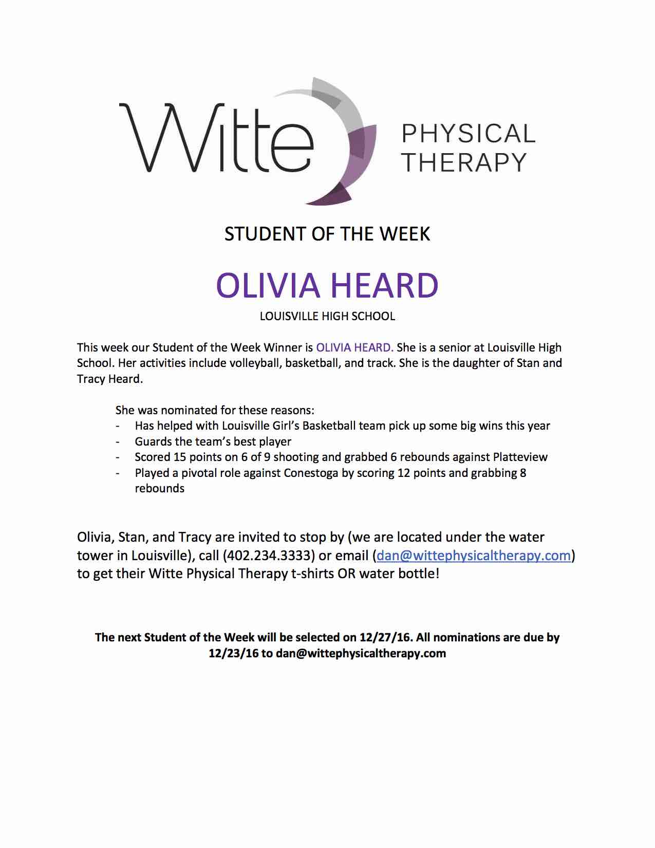 Student of the Week Selection 35