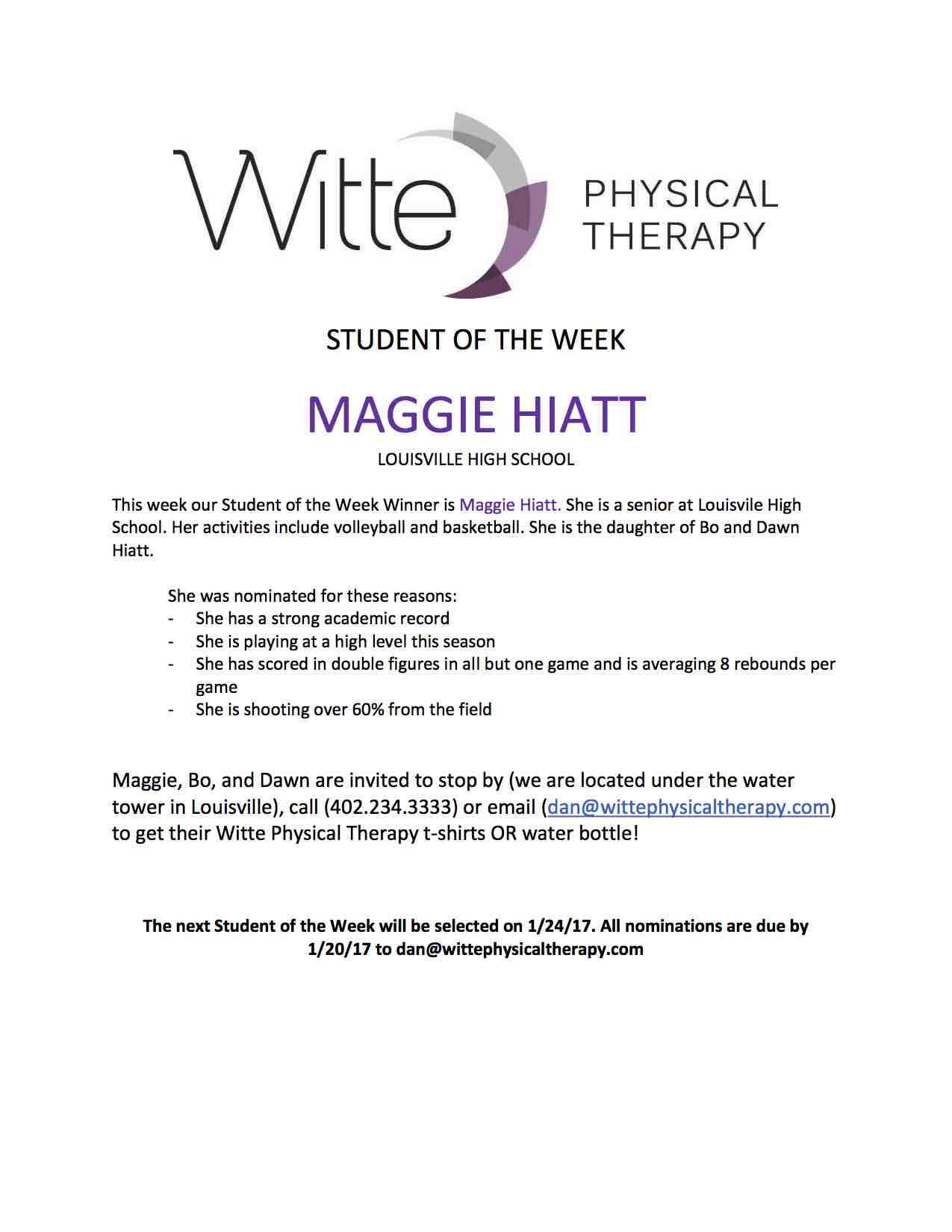 Student of the Week Selection 37