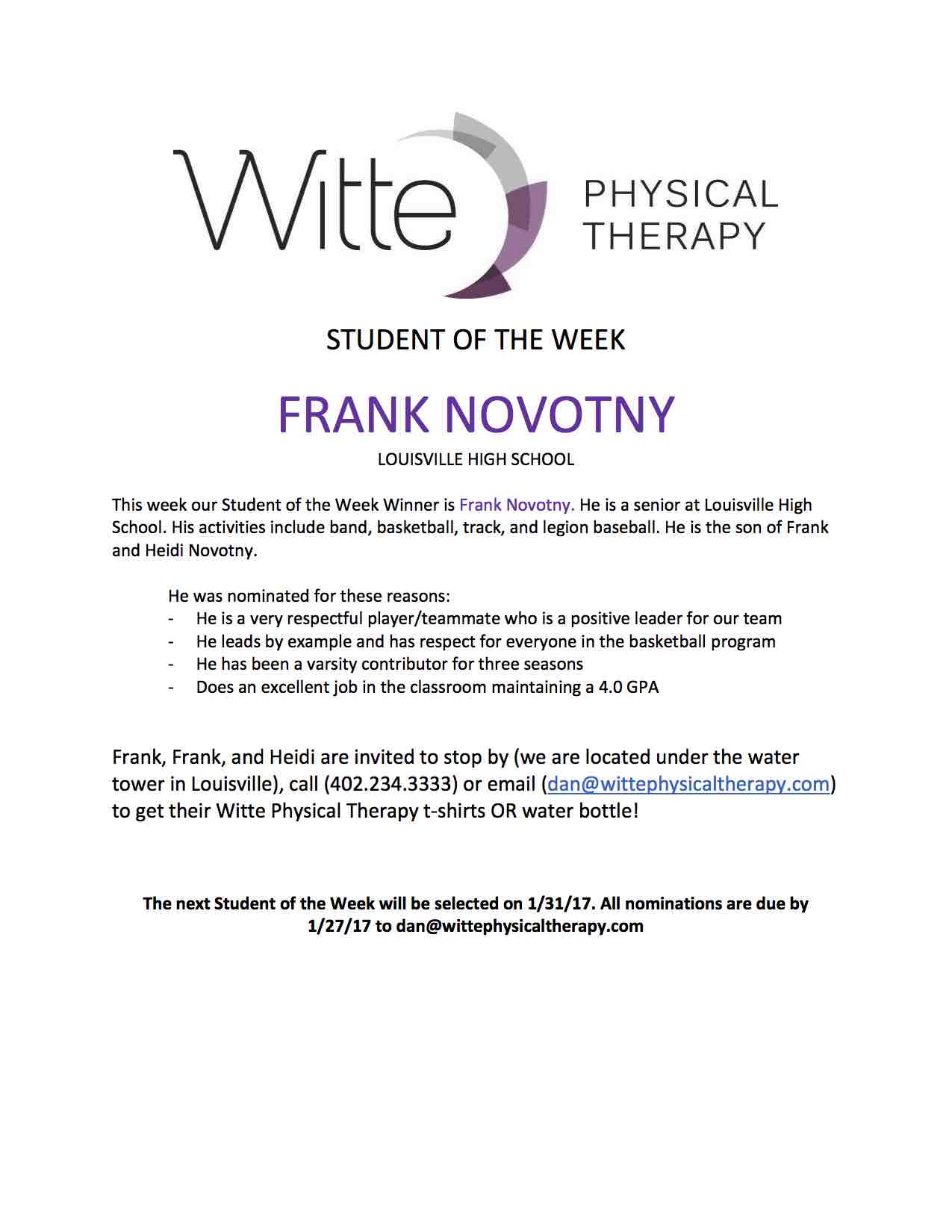 Student of the Week Selection 38