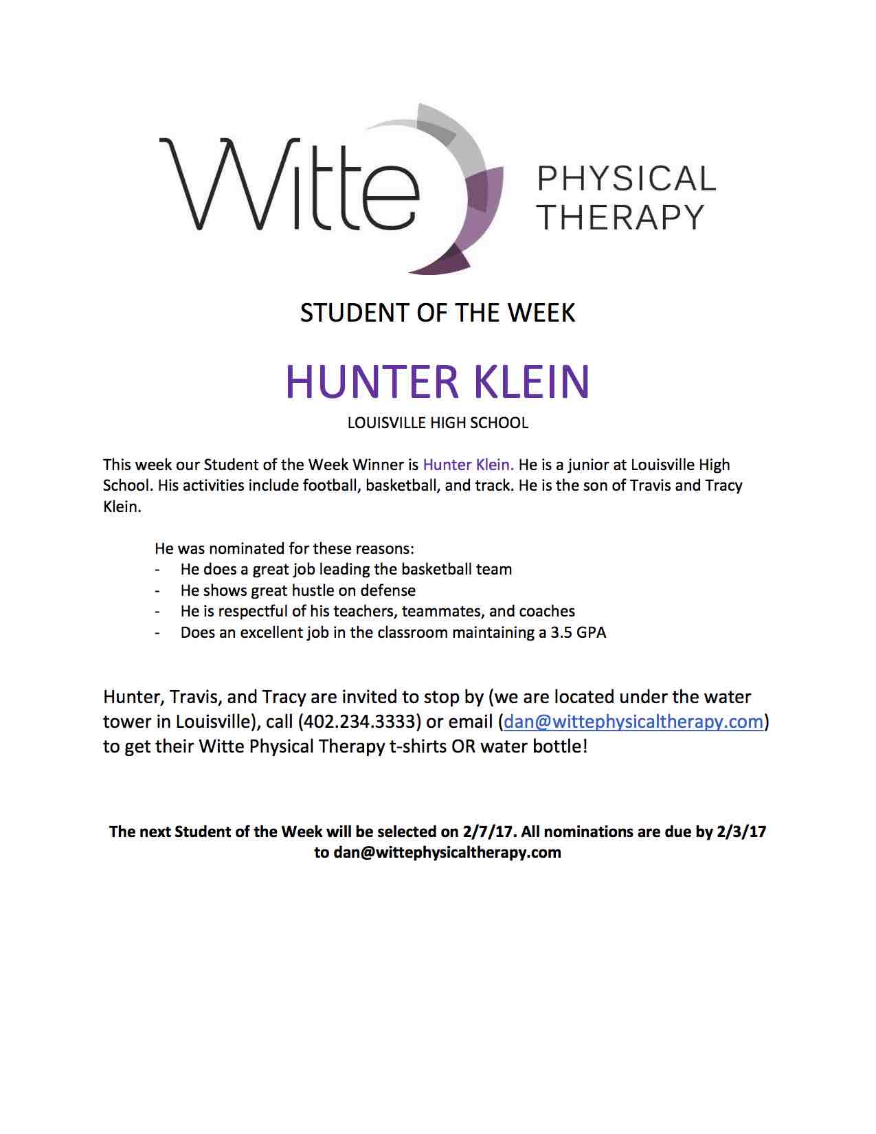 Student of the Week Selection 39