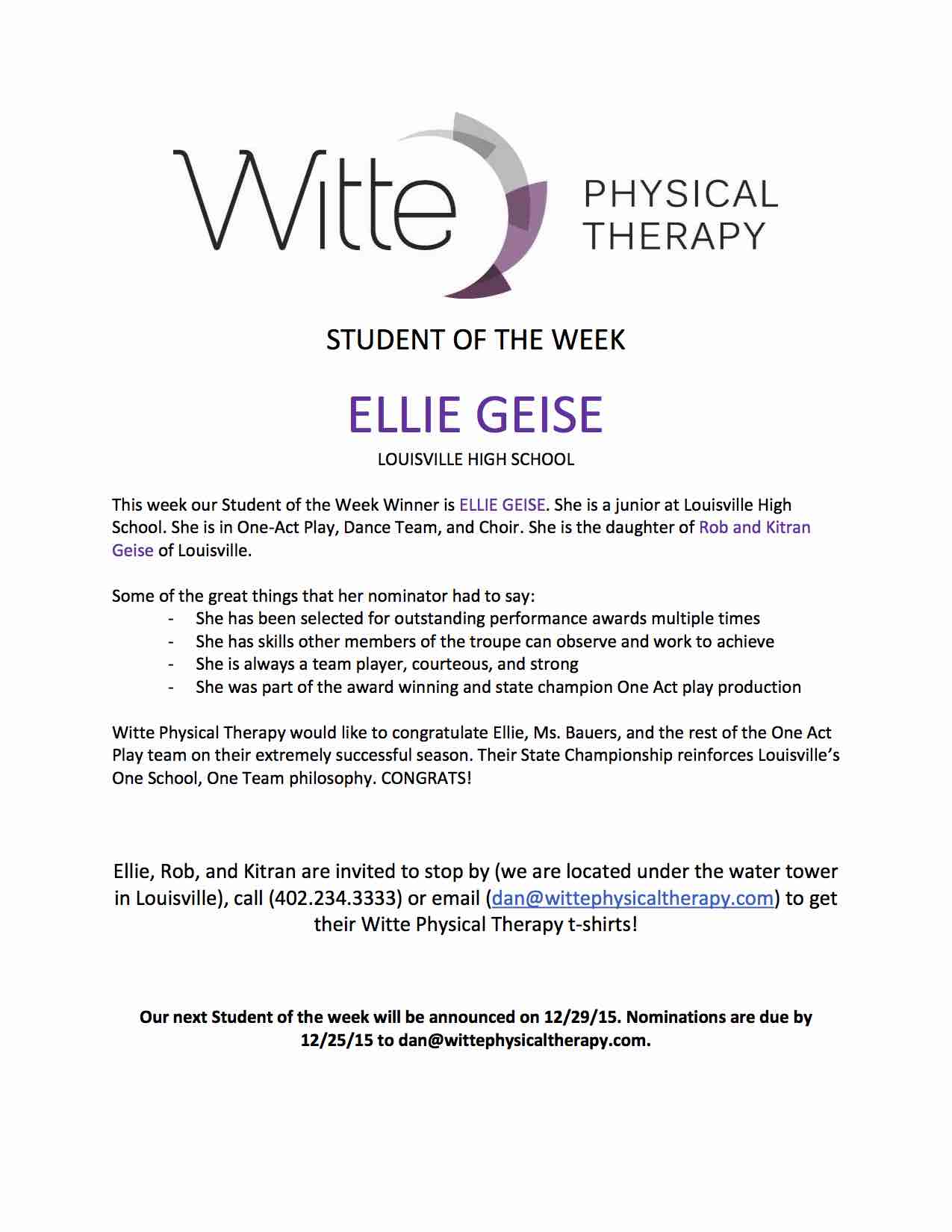 Student of the Week Selection 4