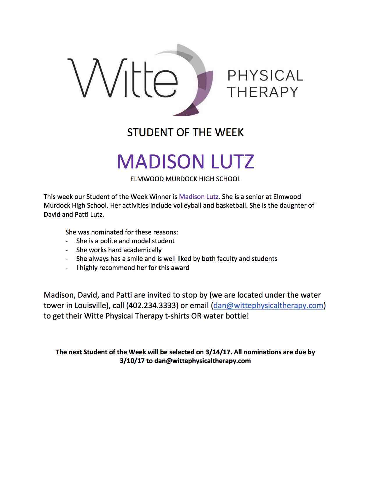 Student of the Week Selection 43