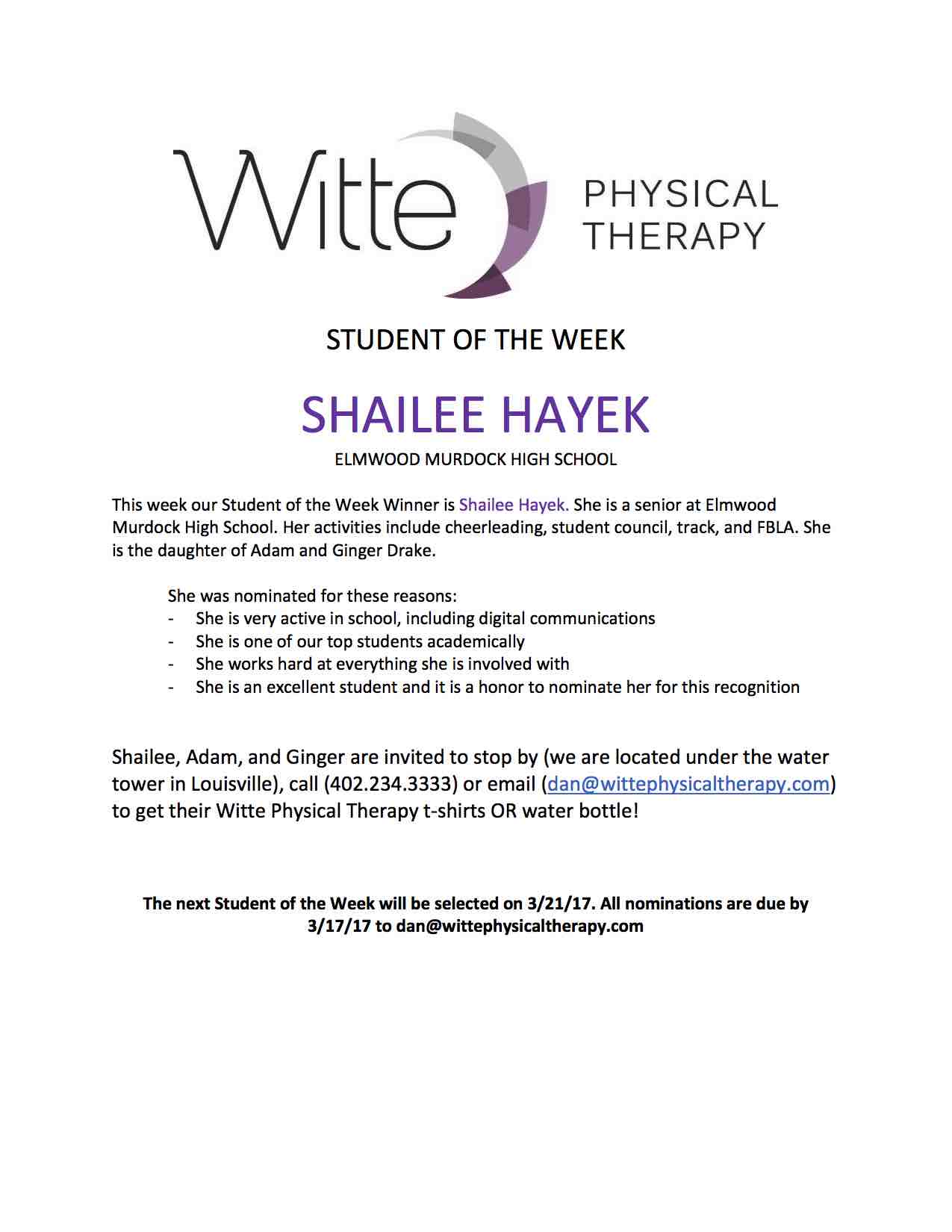 Student of the Week Selection 44