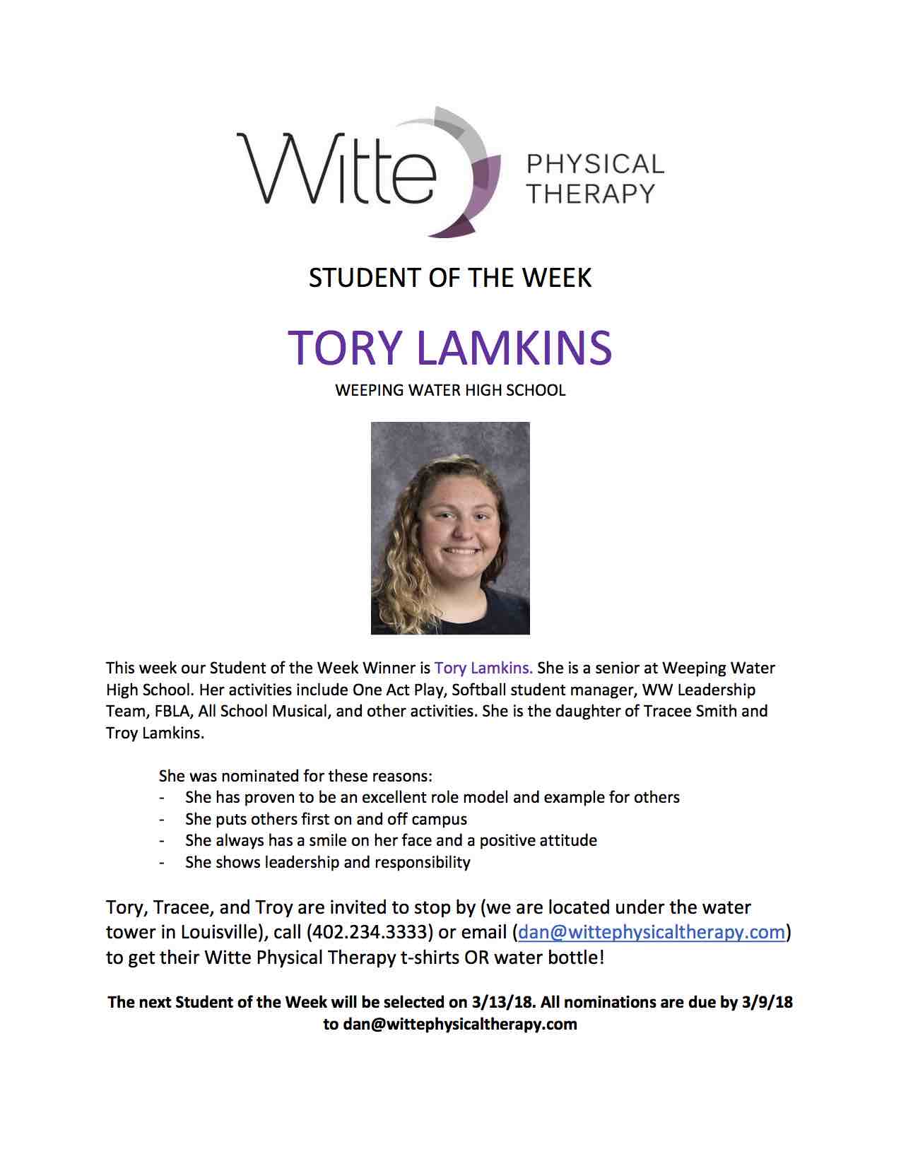 Student of the Week Selection 46