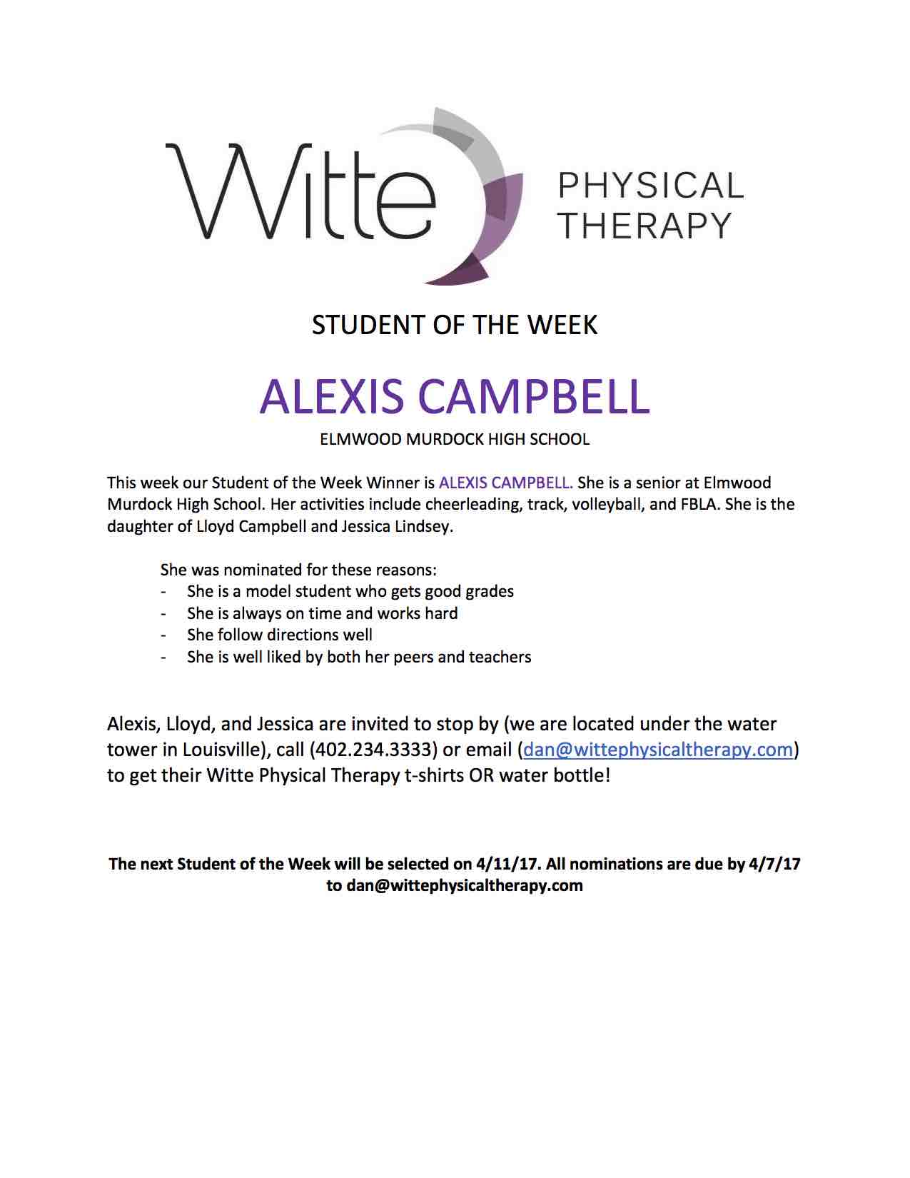 Student of the Week Selection 47