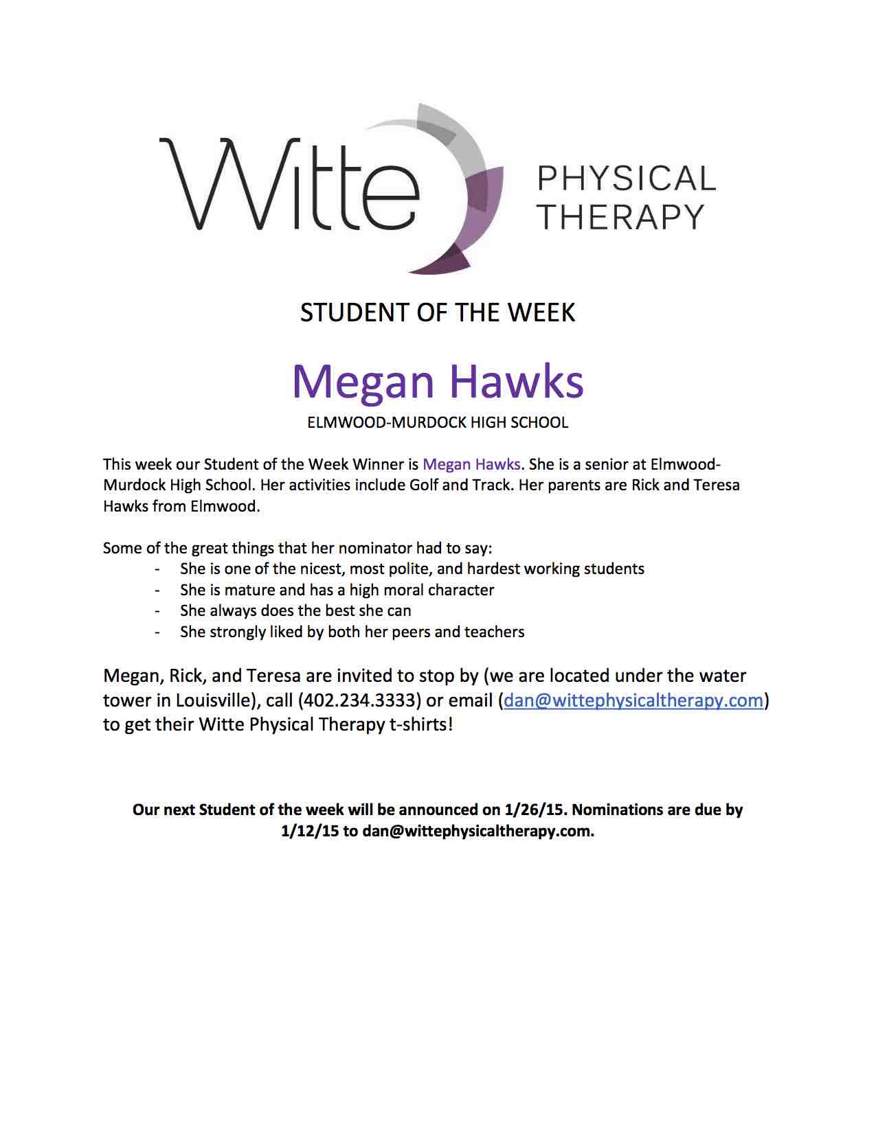 Student of the Week Selection 7