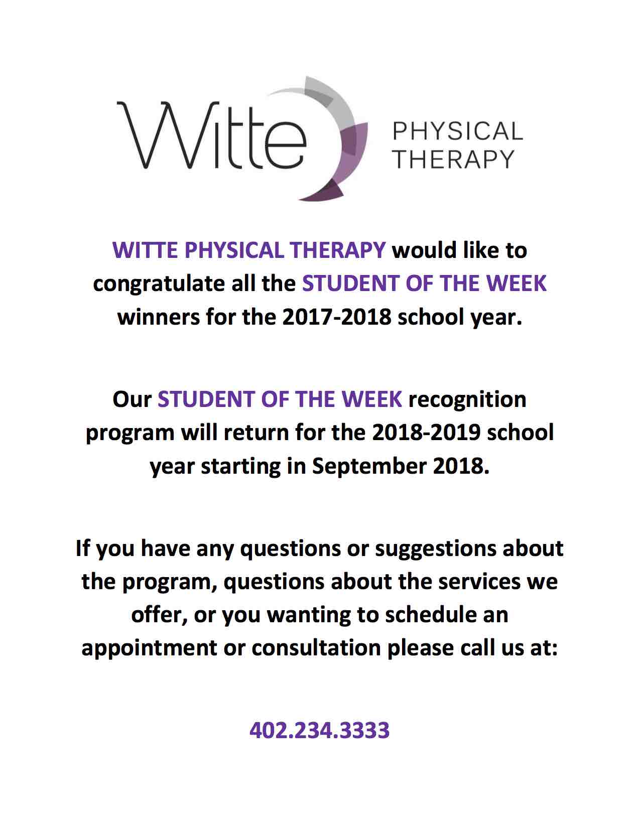 Student of the Week end of the year