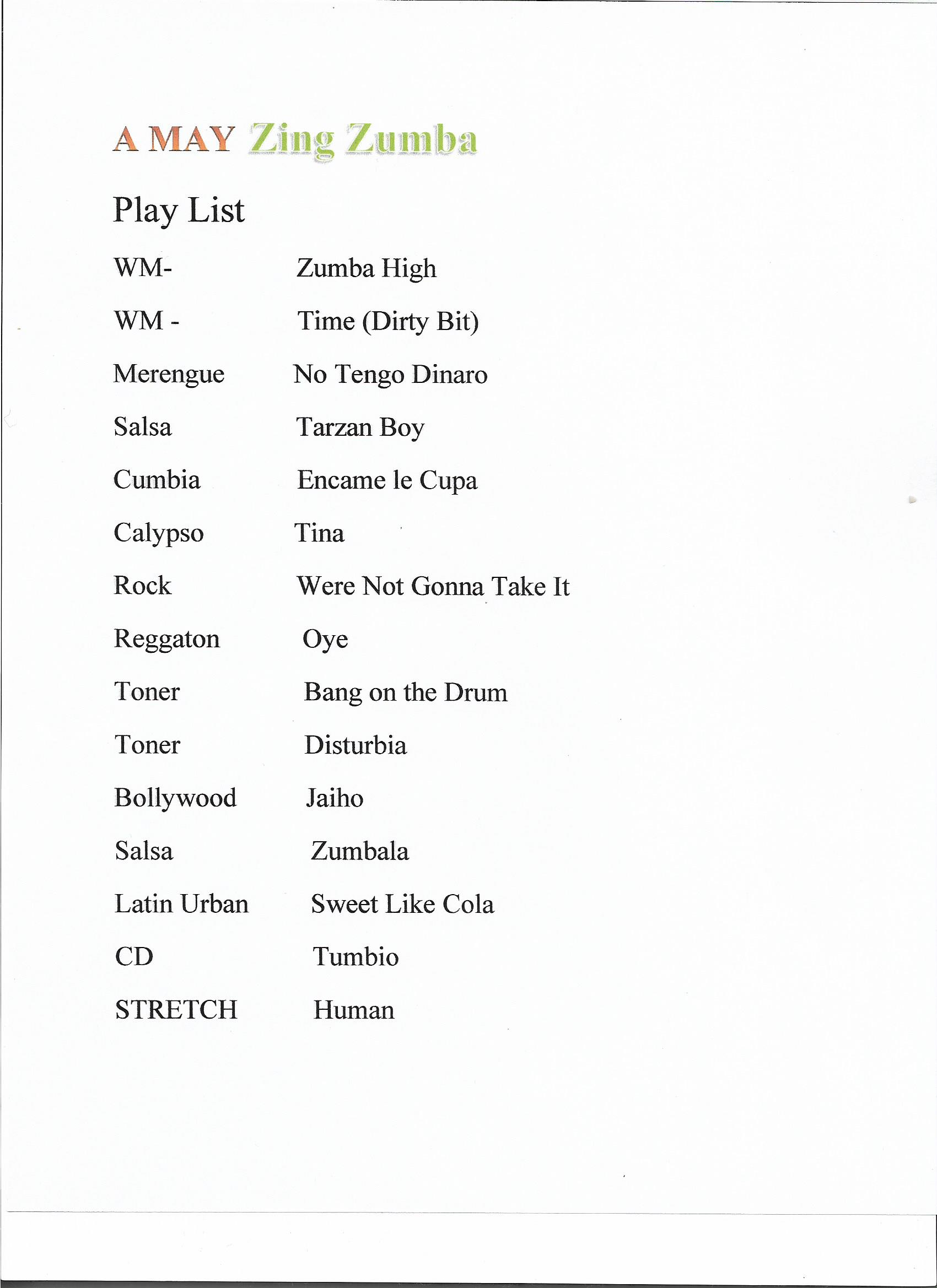 Zumba playlist 001